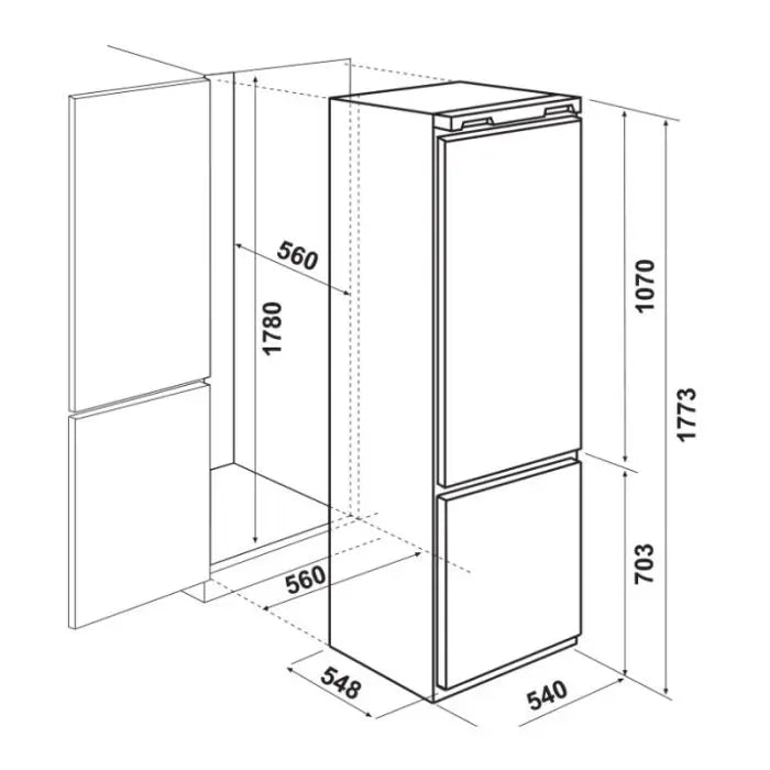 REFRIGERATEUR COMBINE ENCASTRABLE NO-FROST 252 LITRES FOCUS LINE FILO3600 FOCUS