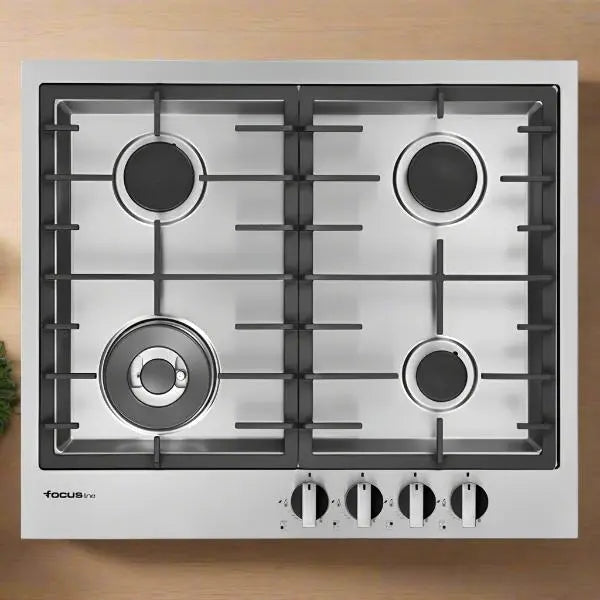 PLAQUE DE CUISSON 4FEUX 60CM FONTE THERMOCOUPLE FOCUS LINE FILO60 - INOX FOCUS