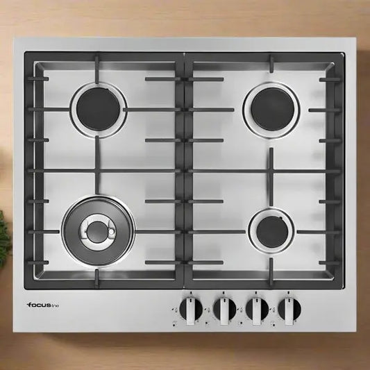 PLAQUE DE CUISSON 4FEUX 60CM FONTE THERMOCOUPLE FOCUS LINE FILO60 - INOX FOCUS