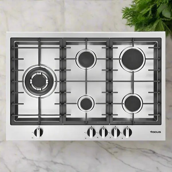PLAQUE DE CUISSON 5 FEUX 76CM FONTE THERMOCOUPLE FOCUS LINE FILO75 - INOX FOCUS