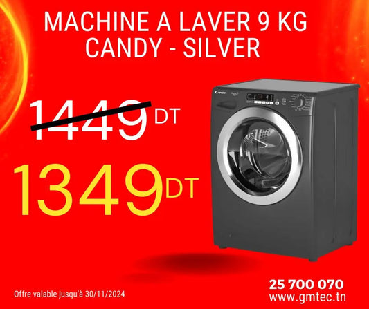 MACHINE A LAVER CANDY 9KG 1400 TSR GVS149DC3R-80 - SILVER CANDY