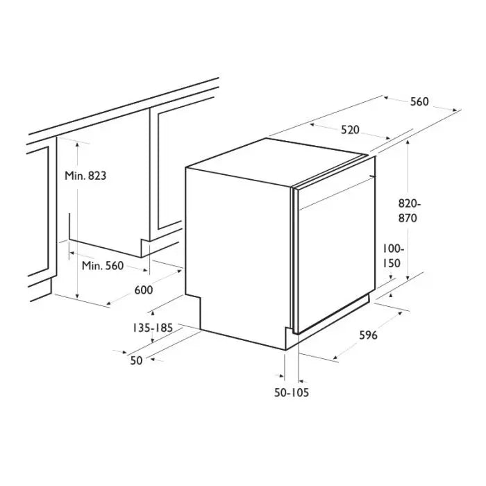LAVE VAISSELLE SEMI-ENCASTRABLE 14 COUV 8 PROG FOCUS LINE QUADRA1310 - NOIR & INOX FOCUS