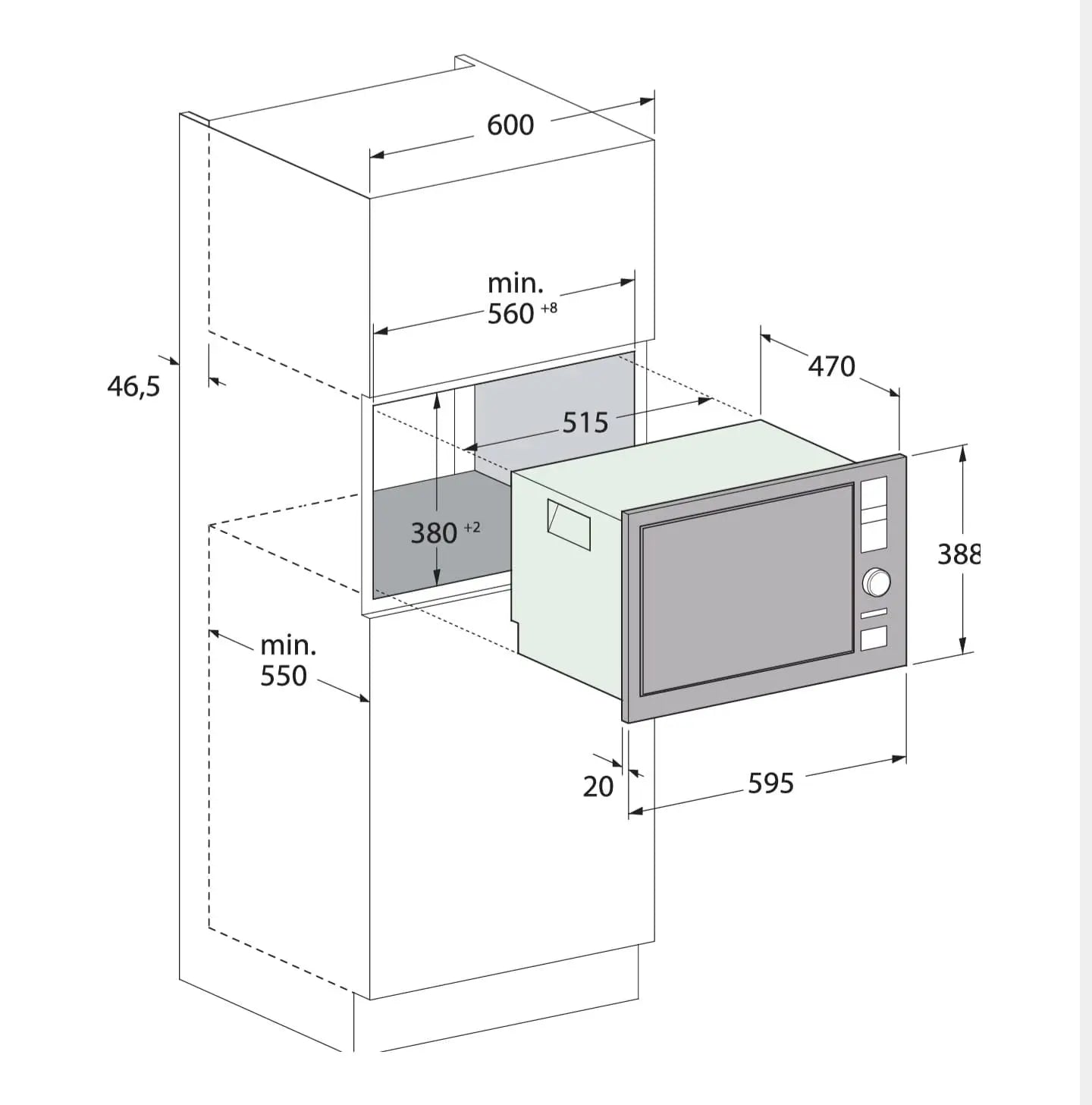 MICRO ONDE ENCASTRABLE 25 LITRES TACTILE FOCUS QUADRA50- INOX FOCUS