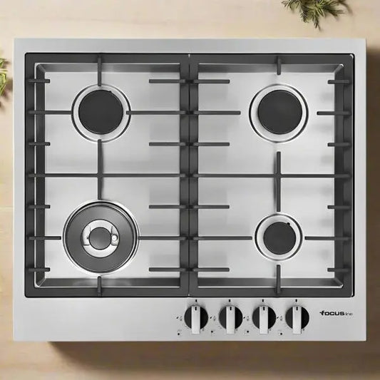 PLAQUE DE CUISSON 4 FEUX 60CM FONTE THERMOCOUPLE FOCUS LINE QUADRA60 - INOX FOCUS
