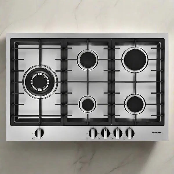 PLAQUE DE CUISSON 5 FEUX 75CM FONTE THERMOCOUPLE FOCUS LINE QUADRA75 - INOX FOCUS