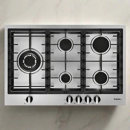 PLAQUE DE CUISSON 5 FEUX 75CM FONTE THERMOCOUPLE FOCUS LINE QUADRA75 - INOX FOCUS
