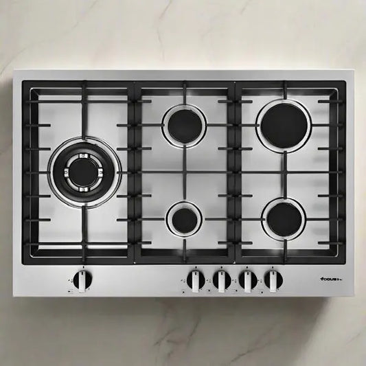 PLAQUE DE CUISSON 5 FEUX 75CM FONTE THERMOCOUPLE FOCUS LINE QUADRA75 - INOX FOCUS
