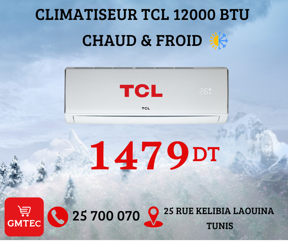 CLIMATISEUR TCL 12000 BTU CHAUD & FROID TAC-12CHSA/XAA1