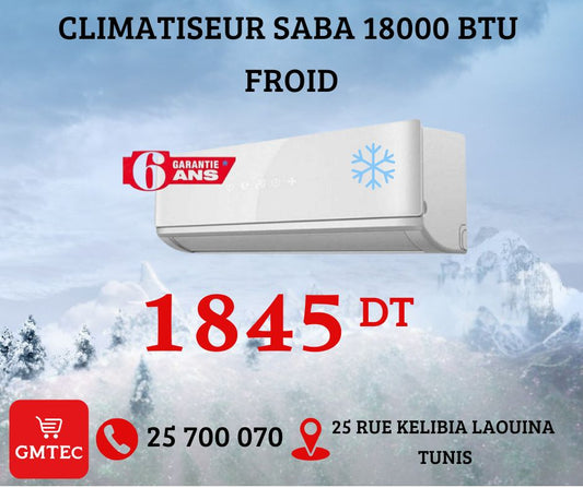 CLIMATISEUR SABA 18000 BTU FROID SABW18C/IW