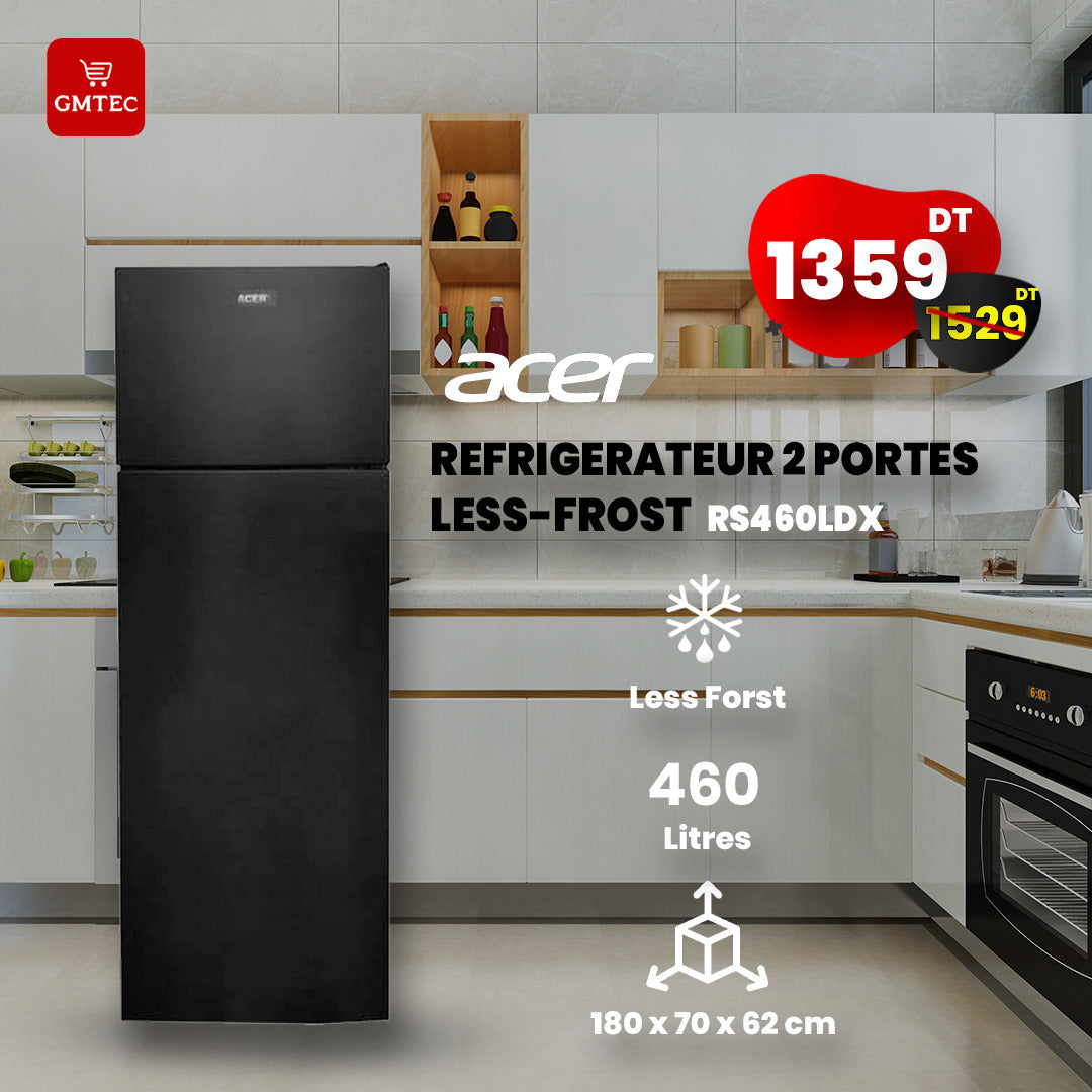 REFRIGERATEUR ACER 460 LITRES LESS-FROST RSLDX DARK INOX