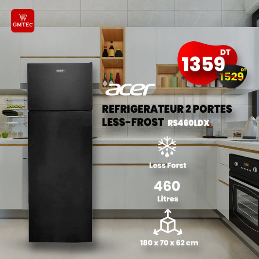 REFRIGERATEUR ACER 460 LITRES LESS-FROST RSLDX DARK INOX