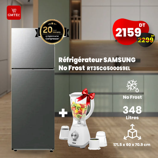 REFRIGERATEUR SAMSUNG RT35CG5000S9EL 348 LITRES INVERTER NOFROST - INOX