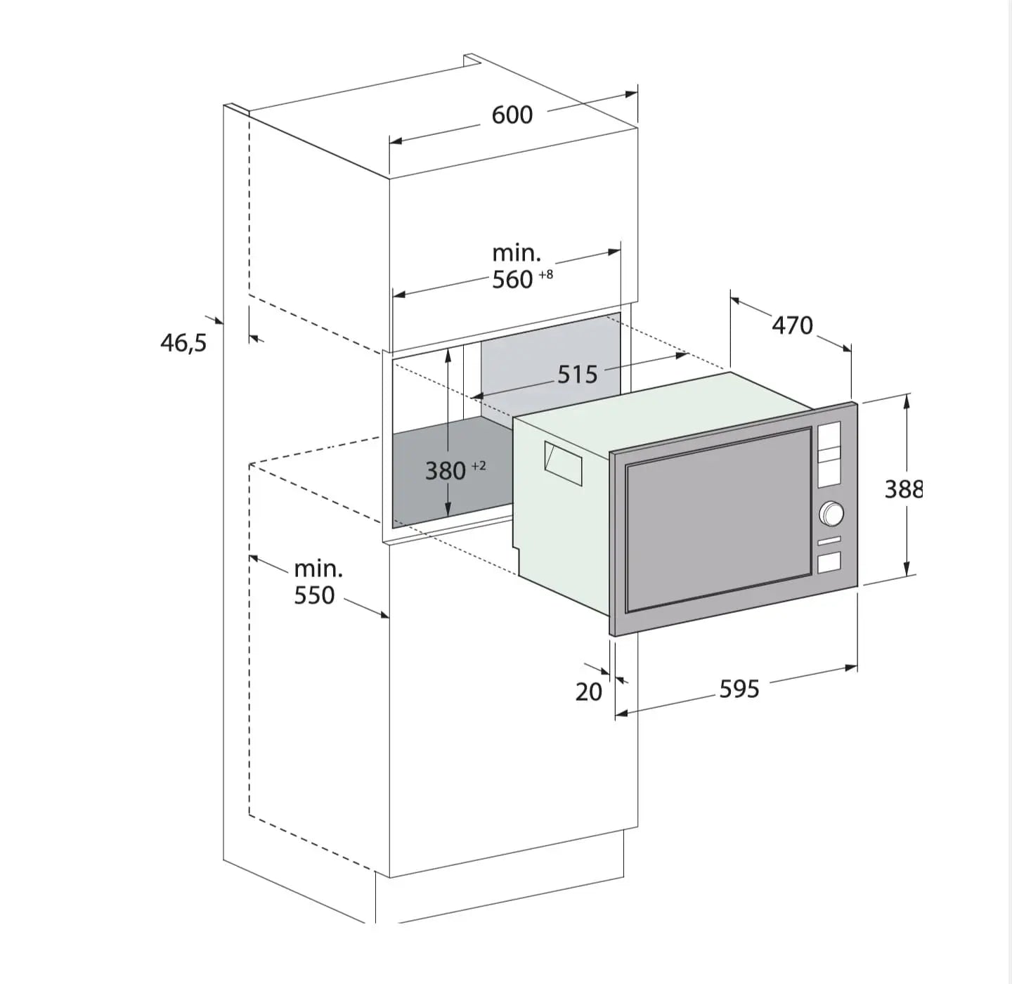 MICRO ONDE ENCASTRABLE 25 LITRES TACTILE FOCUS LINE SMAT30- DARK INOX FOCUS