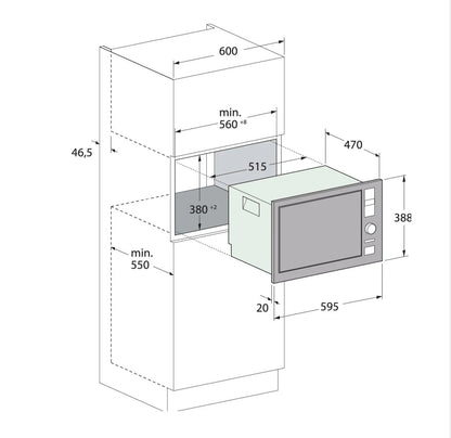 MICRO ONDE ENCASTRABLE 25 LITRES TACTILE FOCUS LINE SMAT30- DARK INOX FOCUS