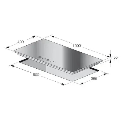 PLAQUE DE CUISSON 4 FEUX 100CM FONTE THERMOCOUPLE FOCUS LINE  SOFT104 - VITRO NOIR FOCUS