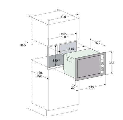 MICRO ONDE ENCASTRABLE 25 LITRES TACTILE FOCUS LINE SOFT40- VITRO NOIR FOCUS
