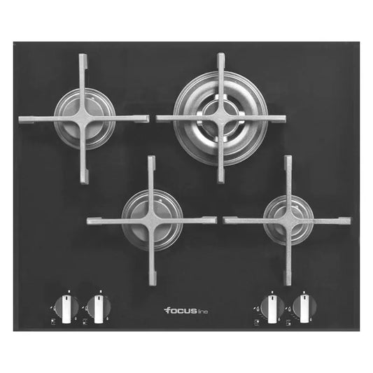 PLAQUE DE CUISSON 4FEUX 60 CM FONTE THERMOCOUPLE FOCUS SOFT60 - VITRO NOIR FOCUS