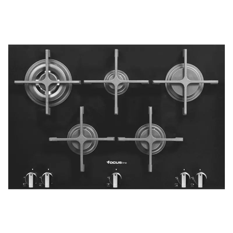 PLAQUE DE CUISSON 5 FEUX 75CM FONTE THERMOCOUPLE FOCUS LINE SOFT75 - VITRO NOIR FOCUS
