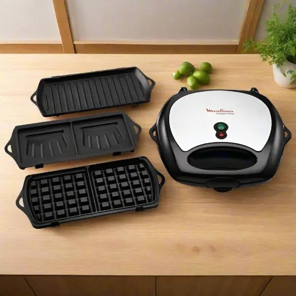 GAUFRIER CROQUE MMONSIEUR GRILLADES MOULINEX 700W - NOIR &SILVER MOULINEX