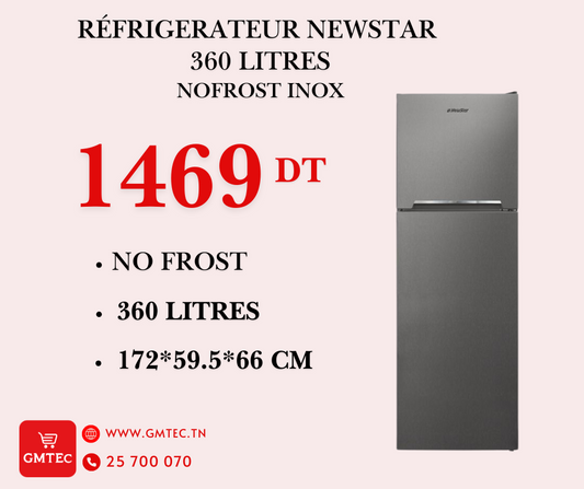 REFRIGERATEUR NEWSTAR 360 LITRES NOFROST INOX - 360XA