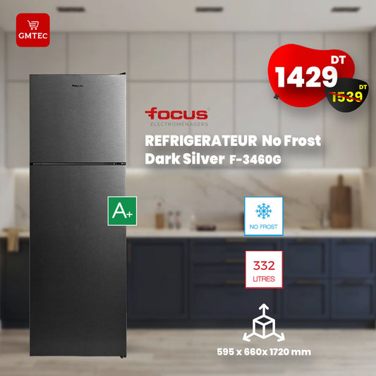 REFRIGERATEUR FOCUS 343 LITRES NOFROST DARK INOX F3460G
