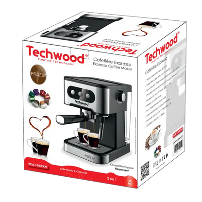 CAFETIERE EXPRESSO & NESPRESSO 20 BARS TECHWOOD TCA156EXN TECHWOOD