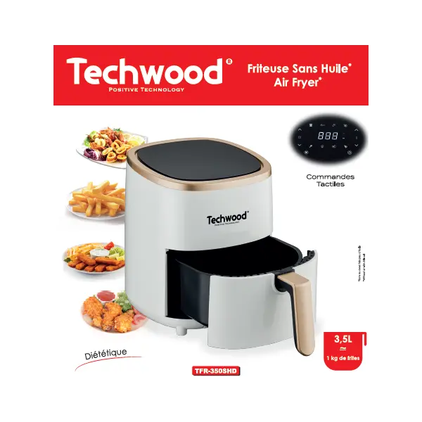 FRITEUSE SANS HUILE TFR 350SHD TECHWOOD - BLANC TECHWOOD